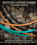 Rattling catfish sinkers on gravel showcasing irresistible rattle design for snagless fishing