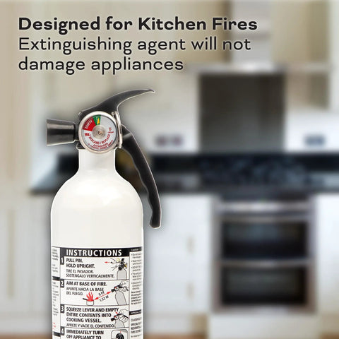 White kitchen extinguisher from Kitchen Fire Extinguishers 2 Pack For Home And Office With One 1A10BC And One Specialty Kitchen Extinguisher