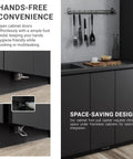 Hands-Free Foot Pedal Cabinet Opener For Frameless Cabinet Doors, kitchen setup showcasing space-saving under-cabinet design