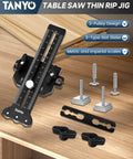 Triple Pulley Thin Rip Jig for Table Saw and Router Table with accessories, fits 3/8 x 3/4 U Slot and 1/4 x 3/8 T Slot.