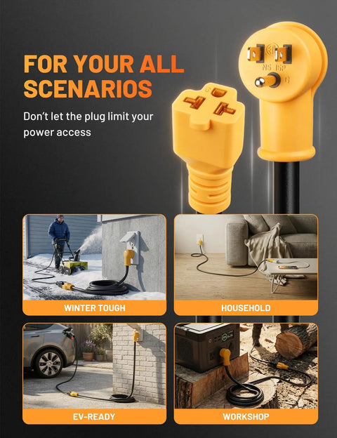 Heavy Duty 12 Awg Flat Extension Cord 10 Ft Outdoor Sjtw Power Adapter plugged into various setups for versatile use.