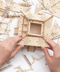 3D Wooden Puzzle Craft Kit for Adults and Kids, Five-Storied Pagoda Model Build pieces and assembly in progress