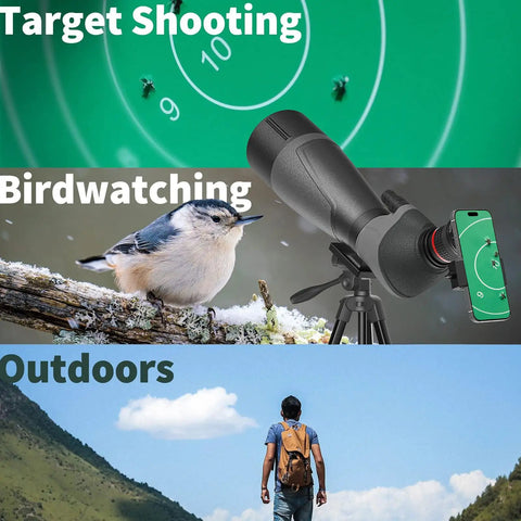 Birding Spotting Scope With Full Size Tripod For Bird Watching And Wildlife Viewing 20 To 60x85 Magnification 85mm Objective Lens Top Notch Optics Durable Build Easy Setup For Nature Lovers on tripod