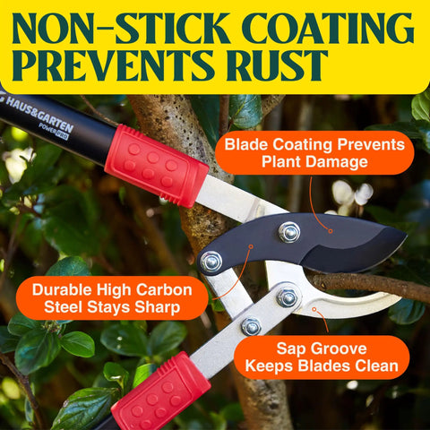 PowerPRO 29 Inch Compound Action Bypass Loppers For Beefed Up Tree Trimming And Pruning High Carbon Japanese Steel Blades