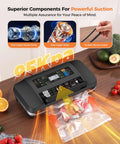 Powerful Vacuum Sealer Machine For Home And Pro Kitchens 95kPa Seal Power with food preservation and sealing features.