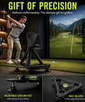 Adjustable Alignment And Leveling Stand For R10 Launch Monitor in use, featuring precise setup for golf swing analysis indoors.