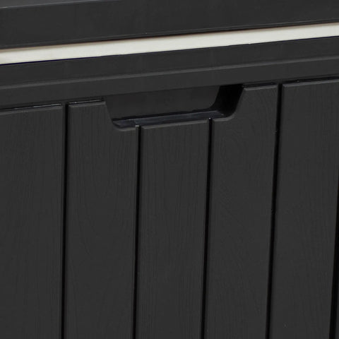 Close-up of the durable black design on a 9 Gallon Outdoor Beverage Cooler With Insulated Ice Chest that holds 40 cans for backyard parties.