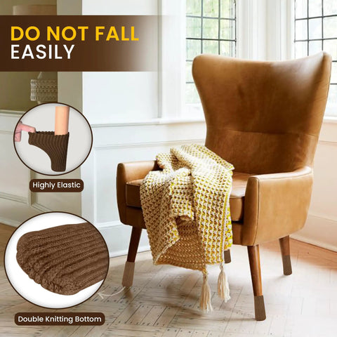 Alt Tag: Brown Chair Leg Socks Set 16 24 32 Pcs Non Slip Furniture Protectors For Hardwood Floors on leather chair leg