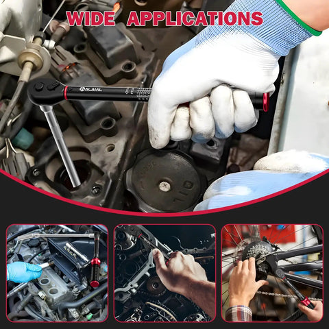 Spark Plug Socket Set With Three Eighths Drive Torque Wrench Magnetic Sockets Twelve Point 14mm 16mm And Six Point Swivel Five Eighths Inch Ten Inch Extension Bar Built For Auto Maintenance And Quick Repairs in engine bay