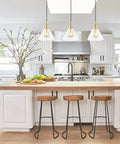 Brass Gold And Black 3-Light Linear Pendant Light For Kitchen Island And Dining Room, Adjustable Height, Modern Farmhouse Vibe