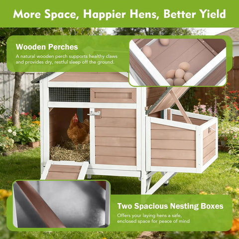 Cozy Two Chickens Outdoor Coop With Expandable Run Small Wooden Hen House With Nesting Box And Pull Out Tray Backyard Poultry Coop