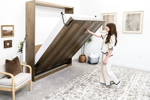 Kickass DIY Murphy Bed Kit Equipped With Heavy Duty Spring Lift Hardware Built From Commercial Grade Steel showcasing easy operation.