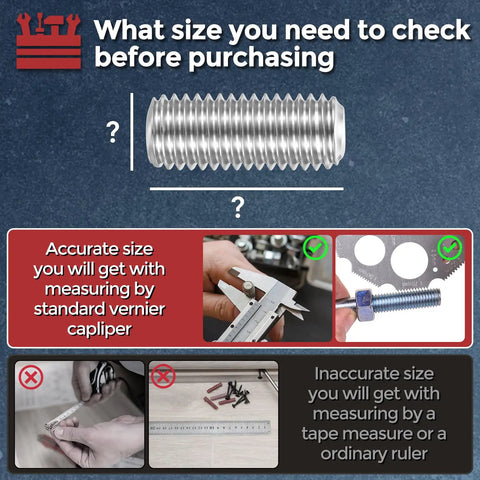 Top Shelf Badass 40 Piece Cone Point Set Screws M6 X 6mm Hex Socket Grub Bolts 18 8 Stainless Steel Precision Crafted Hardware Kit size measurement guide.