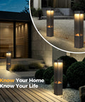 Hella Bright Black Pathway Lights Outdoor Landscape Bollard Lamps With Waterproof Led Warm Glow For Yard Glow Up Hardwired Aluminum Lawn Posts in garden