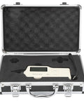 Pro Grade Handheld Digital Vibration Meter Tester Knocks Out Bearing Faults While Measuring Acceleration And Speed With Slick Probe For Heavy Duty Mechanical Diagnostics in protective case.