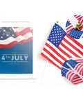 Fourth Of July Flags On Sticks 4x6 Inch Mini American USA Flags For Outdoor And Indoor Decor 12 Pack with patriotic brochure