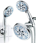 3 In 1 High Pressure Shower System With Rainfall And Handheld Heads, 48 Modes Of Water Flow, Anti Clog Nozzles in Chrome Finish