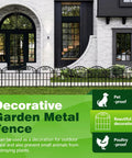 Tall Decorative Metal Garden Fence Panels 24.5 Inch High 10.8 Foot Long 10 Pack Arched Black Fence For Dog Yard Patio Outdoor Decor Expandable Flexible Barrier