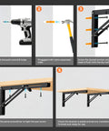 Black 16 Inch Folding Shelf Brackets 2 Pack Heavy Duty Stainless Steel Wall Mount Brackets installation process guide.