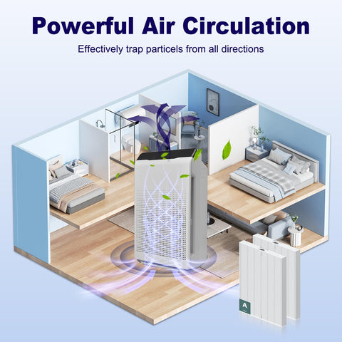 Room layout showing Two Pack 115115 Replacement Filter A For PlasmaWave Air Purifier Compatible With C535 5300 5300-2 6300 6300-2