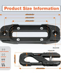 Beefy Heavy Duty Winch Fairlead With Hook For Off Road Recovery 33,000 Lbs Breaking Strength 17,600 Lbs Safe Working Load Aluminum Hawse Fairlead 40Cr Alloy Steel Core 1 Inch Bolt Pattern Fits Truck Jeep SUV ATV UTV Black size diagram