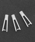 20 Pcs RC Clevis Snap Links Replacement Quick Links Nylon Clevis For Remote Control Airplanes And Electric Planes Ideal For 2mm Control Rods And Ball Joints Durable Nylon Aircraft Upgrade Spare Parts showing three white snap links on black background.