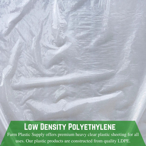 Close-up of Clear 6 Mil Plastic Sheeting 40x50 Foot Drop Cloth for Painting, showcasing Low Density Polyethylene texture.