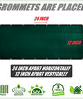 6 Ft By 50 Ft Green Fence Privacy Screen Windscreen Cover Fabric Shade Netting Mesh Cloth Pro Grade 170 GSM UV Stabilized Virgin HDPE Cable Zip Ties Included Custom Size Available, shown with grommets 24 inches apart horizontally and 12 inches apart vertically