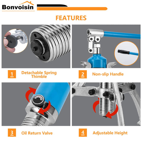 Features of 15 Ton Hydraulic Gear Puller Set With Interchangeable 2 Or 3 Jaws Wheel Hub Bearing Puller Kit For Rotors Car Axles