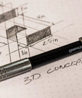 Graph Gear 500 Automatic Drafting Pencil 0.9mm with gray barrel on architectural sketch