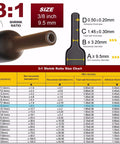 Diagram of Three To One Ratio Heat Shrink Tubing Black Three Eighths Inch Nine Point Five Millimeter Dual Wall Adhesive Lined showing measurements