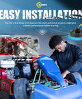 Mechanic installing Centrifugal Go Kart Clutch Three Quarters Bore Ten Tooth For 40 41 420 Chain on go-kart engine