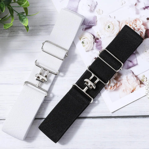 2 Pack Elastic Equestrian Belt For Women, 1.5 Inch Adjustable Horse Riding Belt With Buckle in white and black