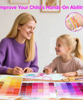 Mother and daughter making jewelry with All In One Glass Seed Beads Kit With Over 44000 Beads In 144 Colors 1000 Charms.
