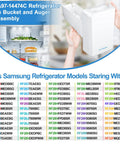 Easy Swap Ice Bucket With Auger Assembly DA97-14474C fitting guide and compatibility chart for Samsung refrigerators.