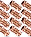 Zero Lead Copper Press Fittings One Half Inch Copper Coupling With Stop Five Eighths Inch Outer Diameter Twelve Pack, front view