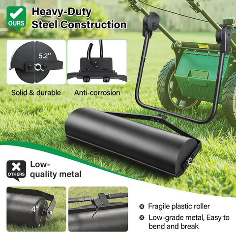 Universal Lawn Stripe Kit For Push Walk Behind Mowers With Heavy Duty Roller And Adjustable Bracket, Large Easy Fill Sand Port And Funnel, Fits Gas Or Electric Mowers, DIY Striper Tool, 5.2-inch steel roller