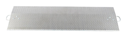 Rock Solid Aluminum Dock Plate 72 By 24 Inch Heavy Duty Moving Ramp rated 6500 lbs with a grippy surface for forklifts.