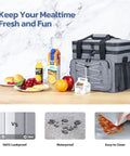 Portable Collapsible Soft Cooler Bag With Double Deck Design For 24 30 60 Cans Leakproof Ice Chest For Beach Camping And Grocery Grey