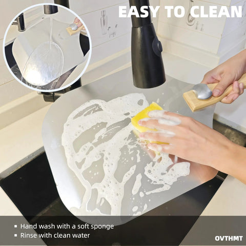 OVTHMT pizza peel, 12-inch aluminum paddle with foldable wooden handle, for sliding pizzas into oven.