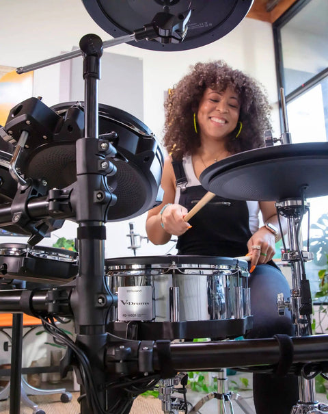 Person playing TD-27KV2 Generation 2 V-Drum Kit With Flagship Sound, Upgraded TD-27 Module, Prismatic Sound Modeling From TD-50X