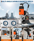 Heavy Duty 1650W Magnetic Core Drill Powered By A Pure Copper Motor For Blazing 810 Rpm Operation and Serious Torque on Hardened Metal Tasks in multiple angles.