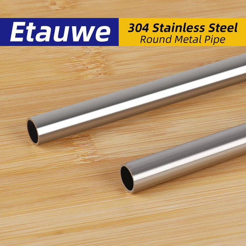 Etauwe 304 stainless steel round tubes, 1/4 in OD, 12 in long, two pieces