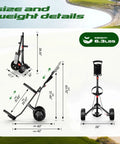 2 Wheel Golf Push Cart That Grows With You Adjustable Upper Bracket And Height Fits All Bag Sizes From Kid To Adult Teen Friendly Ergonomic Pull Cart For Ages 3 To Adult Lightweight Easy Fold, 6.3 lbs