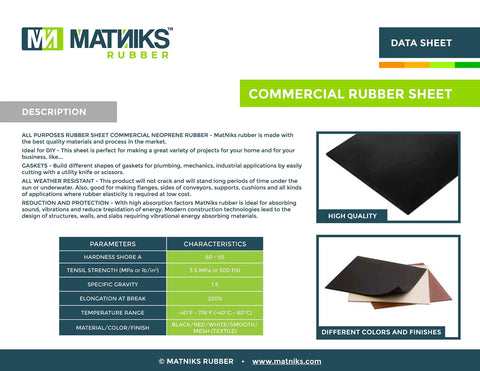 MATNIKS solid neoprene rubber sheets, black, 6x6 inches, 1/16 inch thick, pack of 3