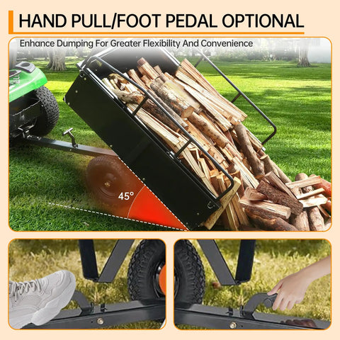 Heavy Duty ATV UTV Dump Trailer Built Tough With 750 Pound Capacity Steel Utility Cart Manual And Foot Pedal Dumping