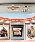 Sun Visor Clips Stainless Steel With 3M Adhesive For Custom Displays In Car, Home And Office Strong Hold 4 Pack Lets You Show Off Photos On Any Surface Frames Not Included attached to car visor with photo frames.