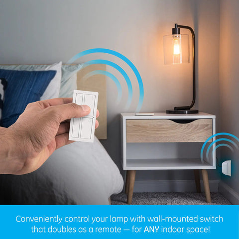 Dimmable Wireless Plug In Light Switch With Remote 1 Outlet 150 Ft Range for Lamp on Bedroom Side Table