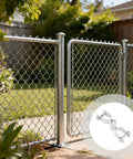 Heavy Duty Steel Gate Hinge For Chain Link Fence One And Three Eighths Inch Round Post Hinge With Bolt Fixing Gate Clamp Durable Silver Hardware For Secure Long Lasting Gates For All Weather Use in garden setting.