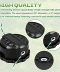 String Trimmer Head With Quickfeed Bump-Feed Replacement For Dewalt 20V-60V Trimmers in black ABS plastic